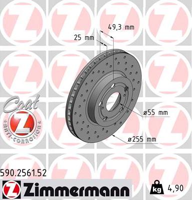 Zimmermann 590.2561.52 - Тормозной диск autosila-amz.com