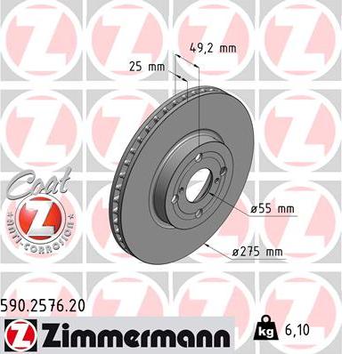 Zimmermann 590.2576.20 - Тормозной диск autosila-amz.com