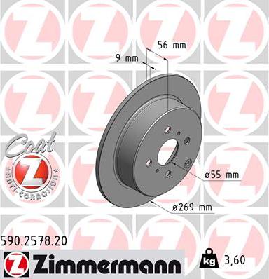 Zimmermann 590.2578.20 - Тормозной диск autosila-amz.com