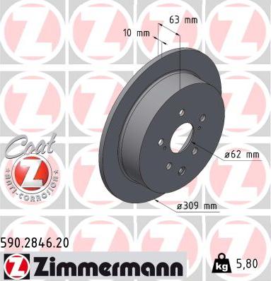 Zimmermann 590.2846.20 - Тормозной диск autosila-amz.com