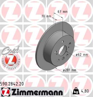 Zimmermann 590.2842.20 - Тормозной диск autosila-amz.com