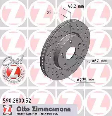Zimmermann 590.2800.52 - Тормозной диск autosila-amz.com