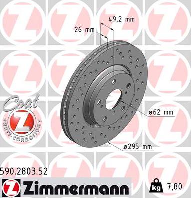 Zimmermann 590.2803.52 - Тормозной диск autosila-amz.com