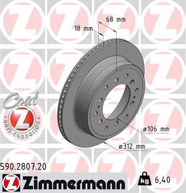 Zimmermann 590.2807.20 - Тормозной диск autosila-amz.com
