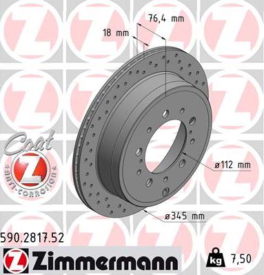 Zimmermann 590.2817.52 - Тормозной диск autosila-amz.com