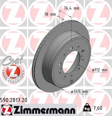 Zimmermann 590.2817.20 - Тормозной диск autosila-amz.com