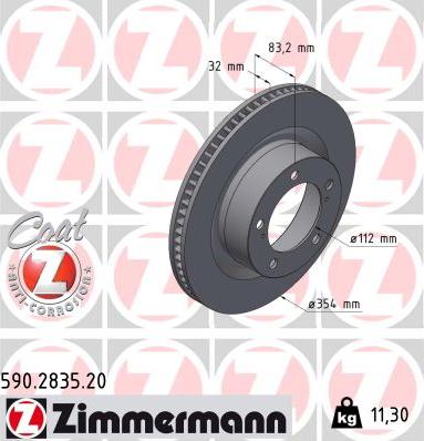 Zimmermann 590.2835.20 - Тормозной диск autosila-amz.com