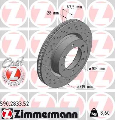 Zimmermann 590.2833.52 - Тормозной диск autosila-amz.com
