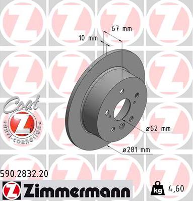 Zimmermann 590.2832.20 - Тормозной диск autosila-amz.com