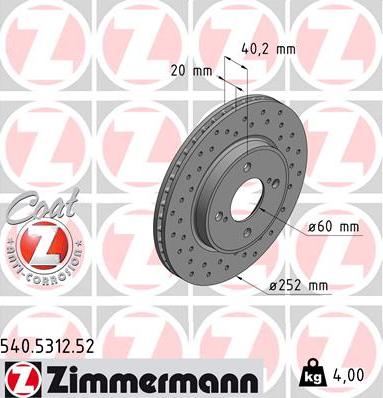 Zimmermann 540.5312.52 - Тормозной диск autosila-amz.com