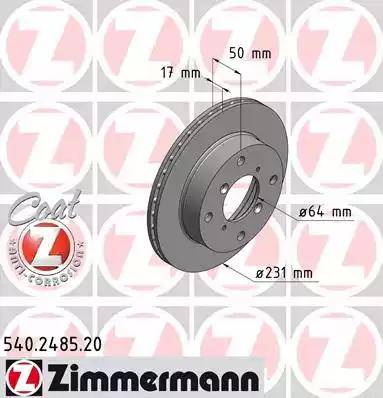 Zimmermann 540.2485.20 - Тормозной диск autosila-amz.com