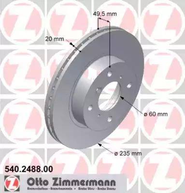 Zimmermann 540.2488.00 - Тормозной диск autosila-amz.com