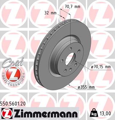 Zimmermann 550.5601.20 - Тормозной диск autosila-amz.com