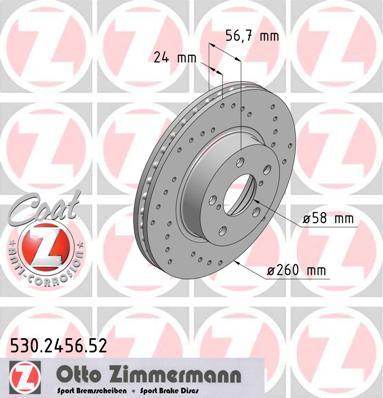 Zimmermann 530.2456.52 - Тормозной диск autosila-amz.com