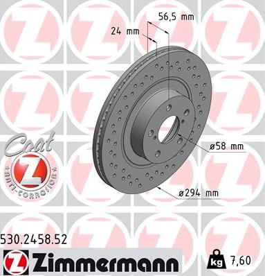Zimmermann 530.2458.52 - Тормозной диск autosila-amz.com