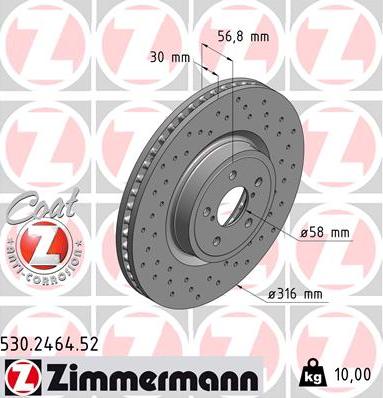 Zimmermann 530.2464.52 - Тормозной диск autosila-amz.com