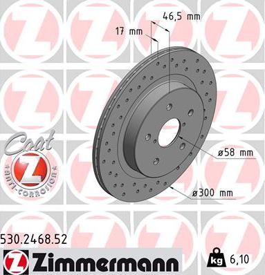 Zimmermann 530.2468.52 - Тормозной диск autosila-amz.com