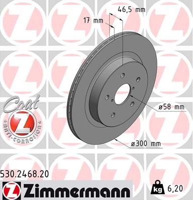 Zimmermann 530.2468.20 - Тормозной диск autosila-amz.com