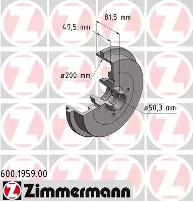 Zimmermann 600.1959.00 - Тормозной барабан autosila-amz.com