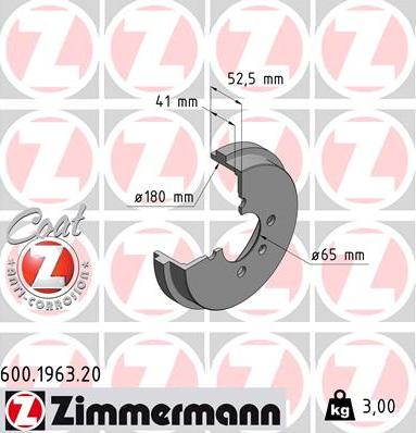 Zimmermann 600.1963.20 - Тормозной барабан autosila-amz.com