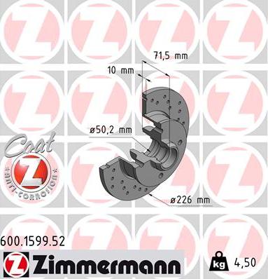 Zimmermann 600.1599.52 - Тормозной диск autosila-amz.com