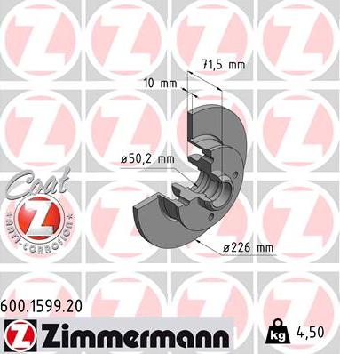 Zimmermann 600.1599.20 - Тормозной диск autosila-amz.com