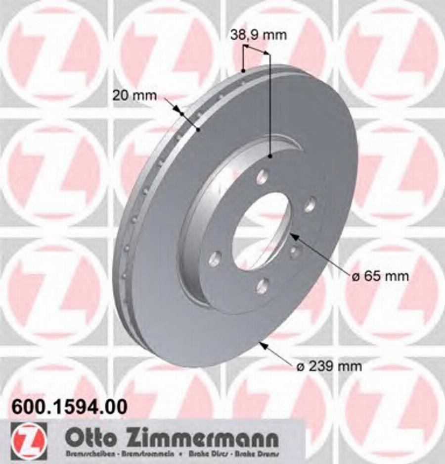 Zimmermann 600 1594 00 - Диск тормозной autosila-amz.com