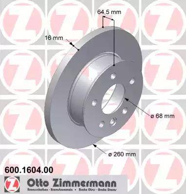 Zimmermann 600.1604.00 - Автозапчасть/Диск тормозной VAG autosila-amz.com
