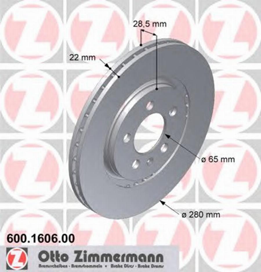 Zimmermann 600 1606 00 - Тормозной диск autosila-amz.com