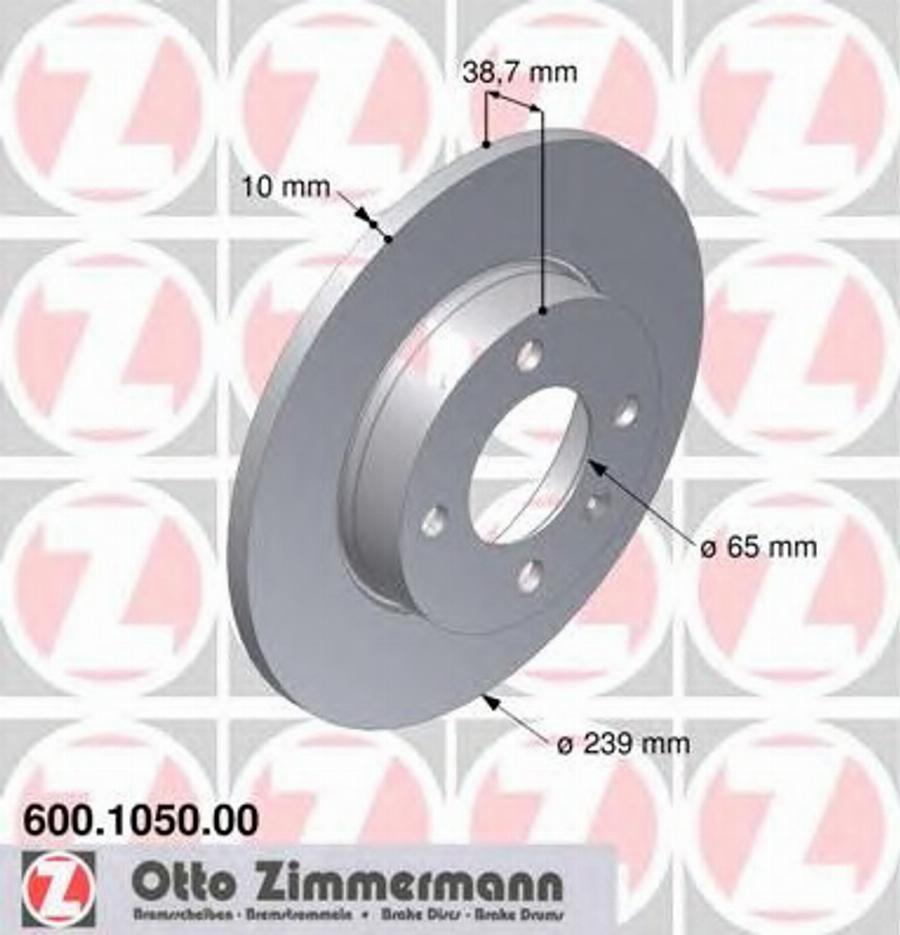 Zimmermann 600 1050 00 - Тормозной диск autosila-amz.com
