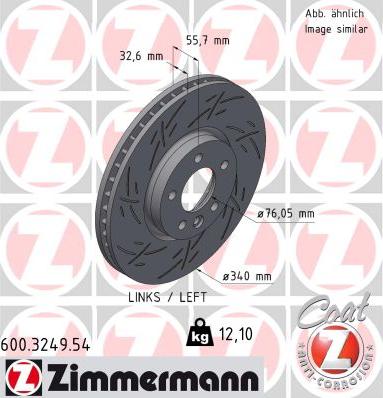 Zimmermann 600.3249.54 - Тормозной диск autosila-amz.com