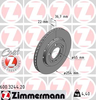 Zimmermann 600.3244.20 - Тормозной диск autosila-amz.com