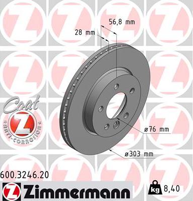 Zimmermann 600.3246.20 - Тормозной диск autosila-amz.com