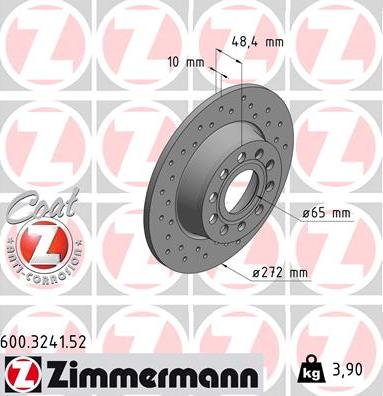 Zimmermann 600.3241.52 - Тормозной диск autosila-amz.com