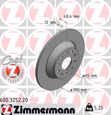 Zimmermann 600.3252.20 - Тормозной диск autosila-amz.com