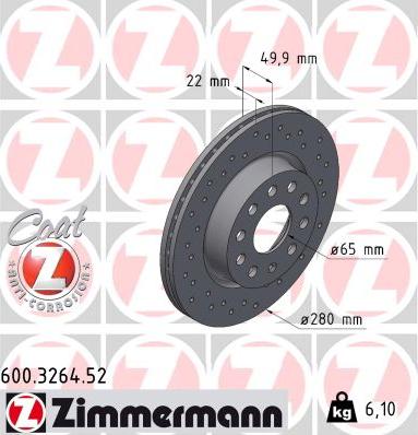 Zimmermann 600.3264.52 - Тормозной диск autosila-amz.com