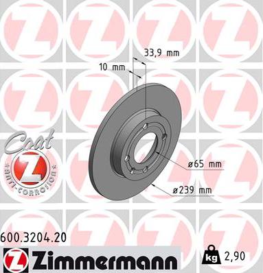 Zimmermann 600.3204.20 - Тормозной диск autosila-amz.com