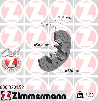 Zimmermann 600.3201.52 - Тормозной диск autosila-amz.com