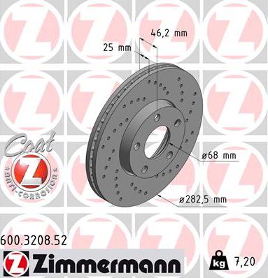 Zimmermann 600.3208.52 - Тормозной диск autosila-amz.com