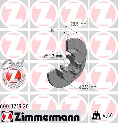 Zimmermann 600.3219.20 - Тормозной диск autosila-amz.com