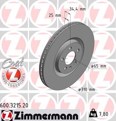 Zimmermann 600.3215.20 - Тормозной диск autosila-amz.com