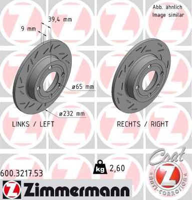 Zimmermann 600.3217.53 - Тормозной диск autosila-amz.com