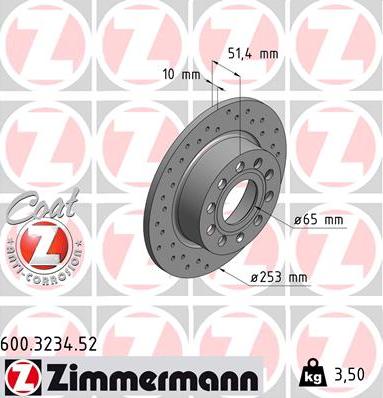 Zimmermann 600.3234.52 - Тормозной диск autosila-amz.com