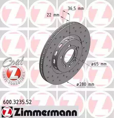 Zimmermann 600.3235.52 - Тормозной диск autosila-amz.com