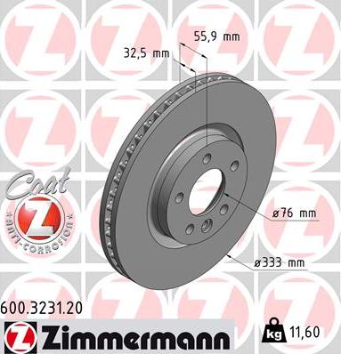 Zimmermann 600.3231.20 - Тормозной диск autosila-amz.com