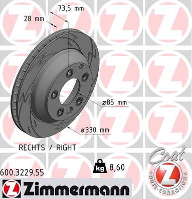 Zimmermann 600.3229.55 - Тормозной диск autosila-amz.com