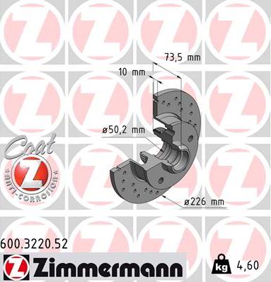Zimmermann 600.3220.52 - Тормозной диск autosila-amz.com