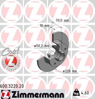 Zimmermann 600.3220.20 - Тормозной диск autosila-amz.com