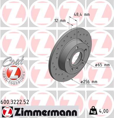 Zimmermann 600.3222.52 - Тормозной диск autosila-amz.com