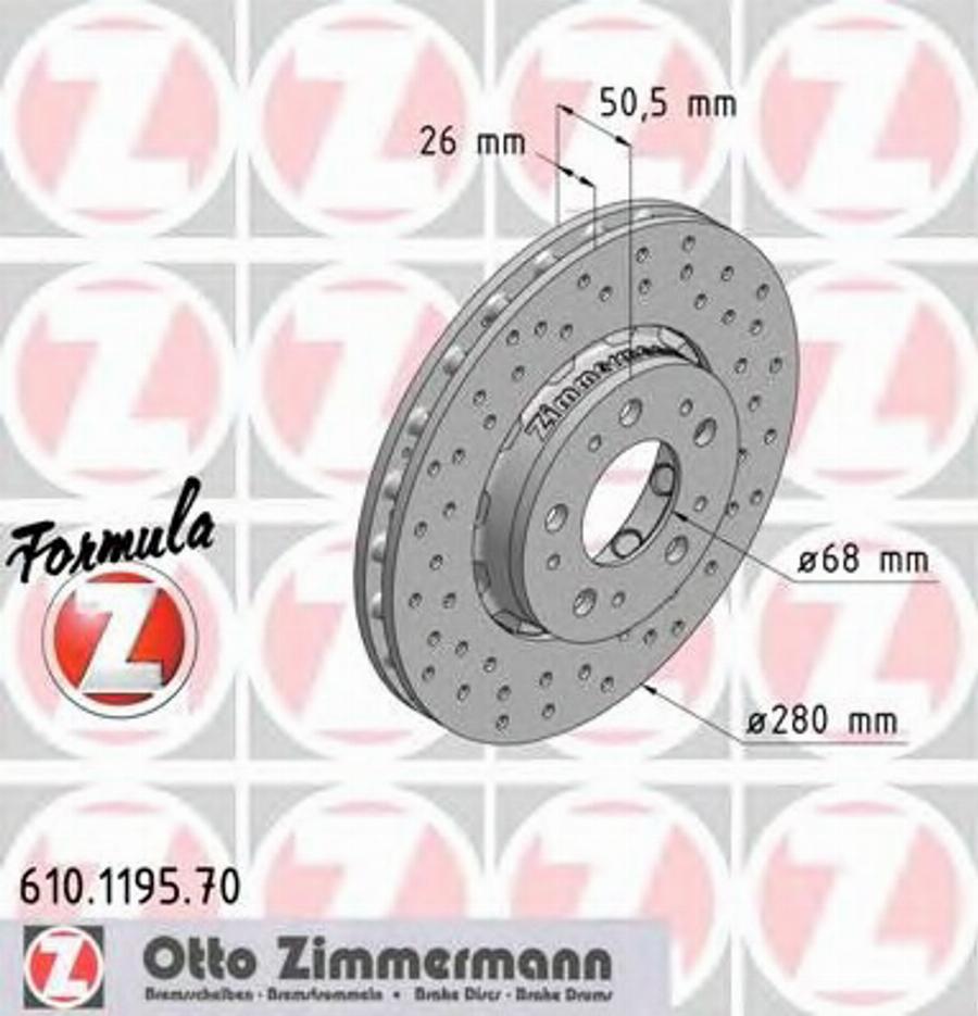 Zimmermann 610.1195.70 - Тормозной диск autosila-amz.com